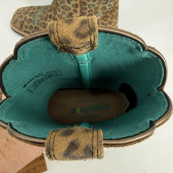 Ariat Kid's Primetime Leopard print Brown Leather US 1 Western Boot 10044422 - Picture 10 of 12